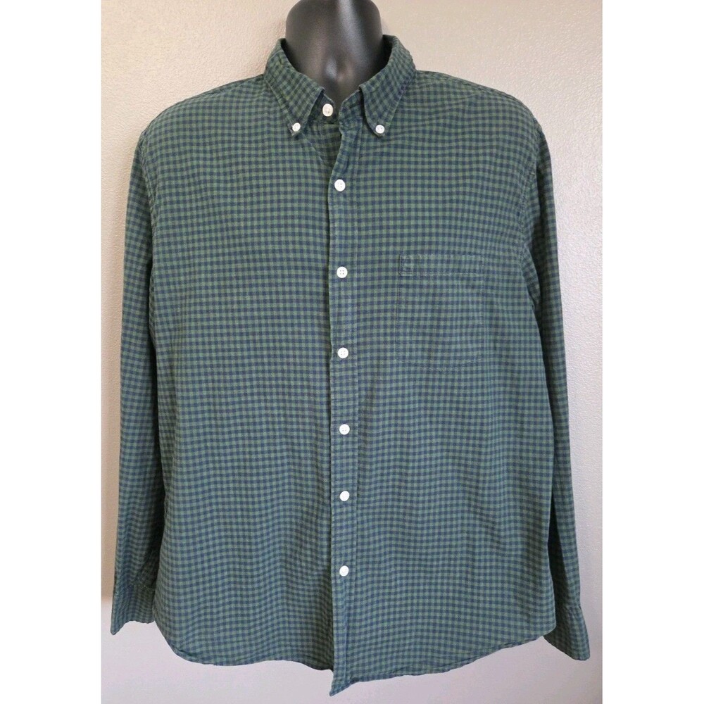 J Crew - Flex Shirt Mens XL Mercantile Green/Blue Plaid, Long Sleeve, Button Up